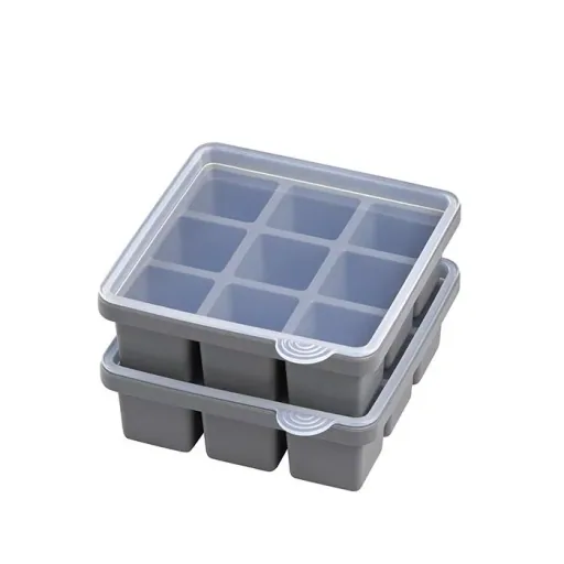 Eiswürfelform inklusive transparentem Deckel, für 9 Eiswürfel, Eiswürfelgröße 4 x 4 x 4 cm