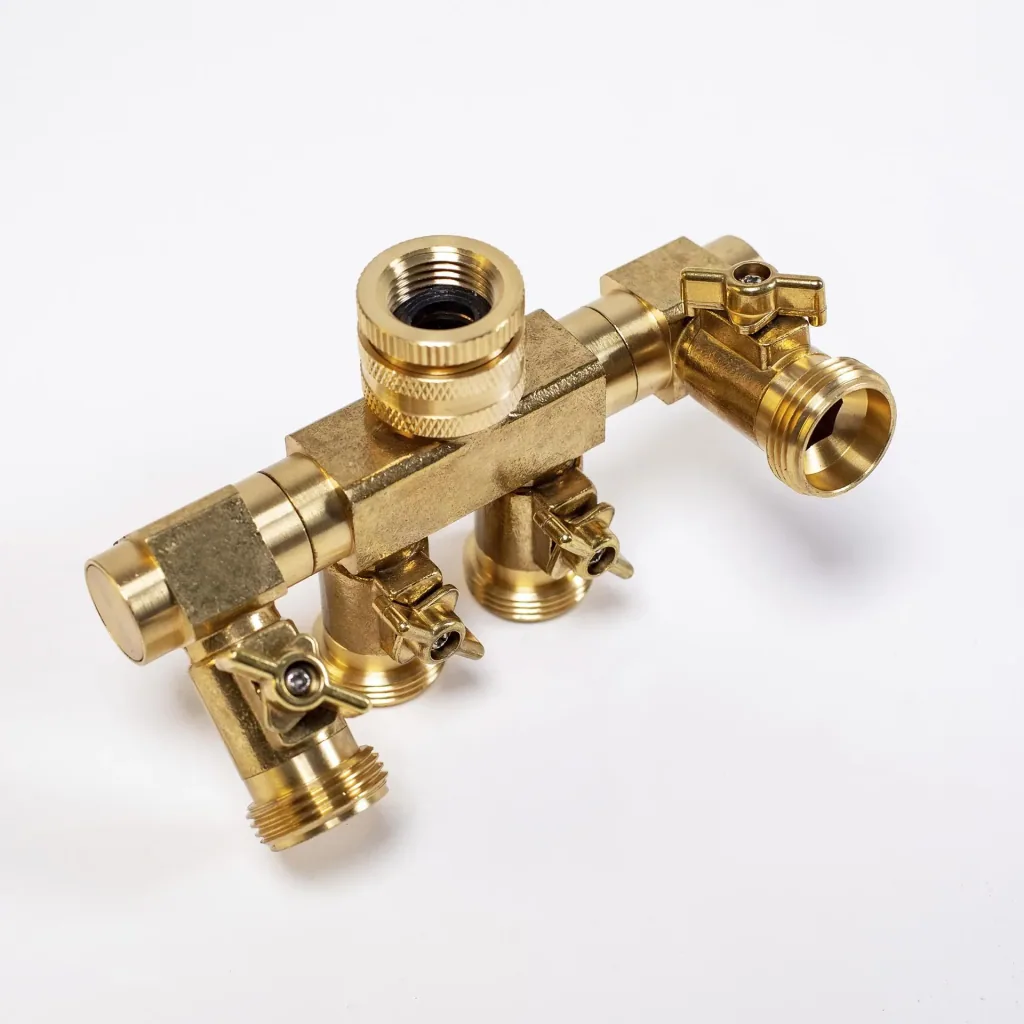 4 Wege Wasserverteiler - 4 Zapfstellen Außengewinde 3/4"