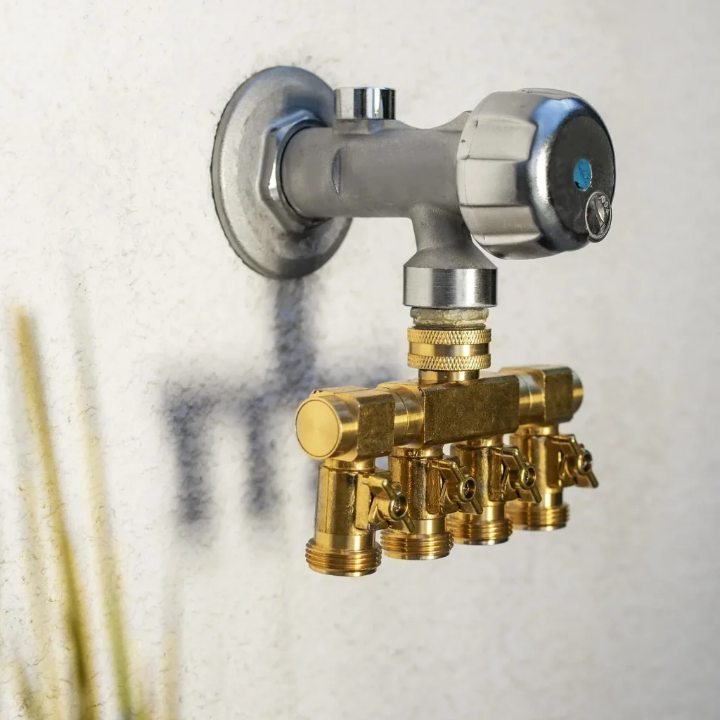 4 Wege Wasserverteiler - 4 Zapfstellen Außengewinde 3/4"