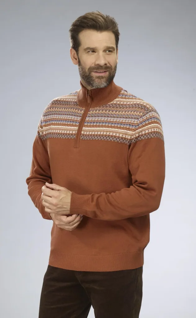 Pullover mit Norwegermuster, Farbe braun, Gr.M