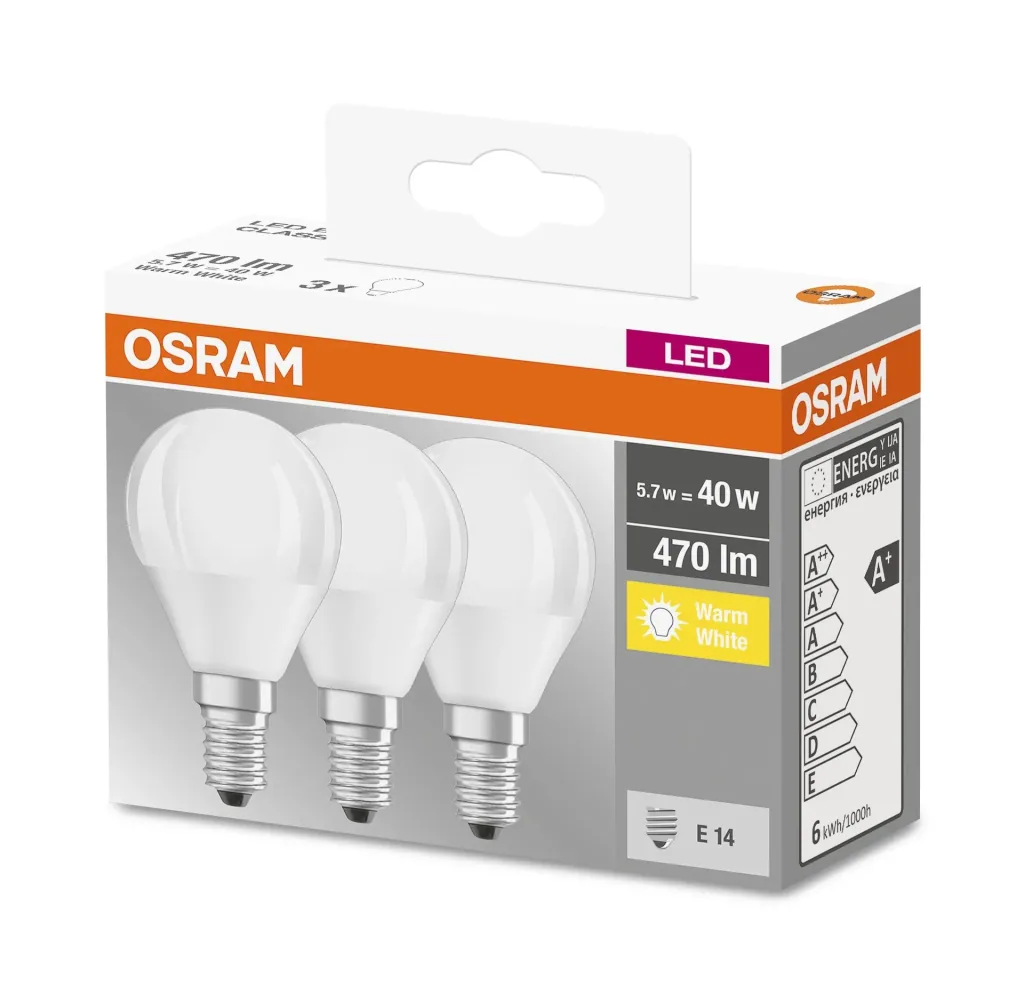 BASE RETRO SMD LED Tropfenlampe mit 5,5 Watt, E14, warmweiß, matt - 3 Stück