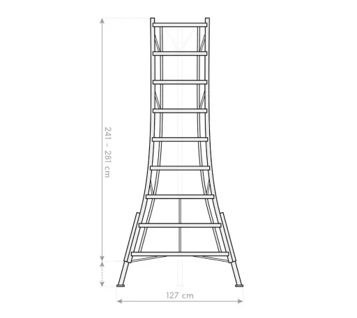 Niwaki Dreibein-Gartenleiter 3-Holm 140×226,5×301 cm Aluminium Silber – höhenverstellbares Standbein