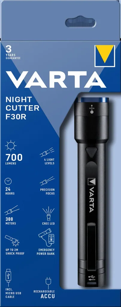 LED Taschenlampe und Powerbank - F30R Night Cutter, spritzwassergeschützt und stoßfest