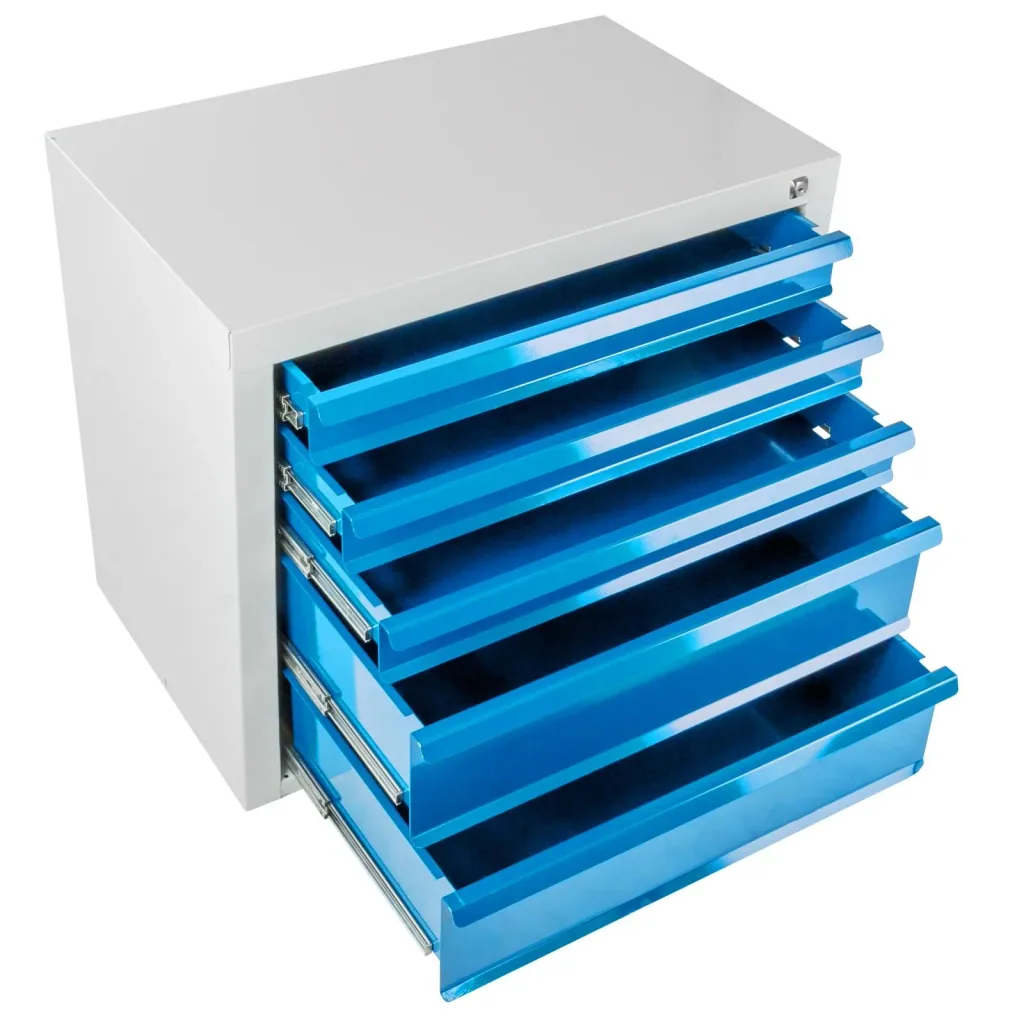 Schubladenschrank / Werkzeugschrank mammut, 5 Schubladen, RAL7035 / 5012