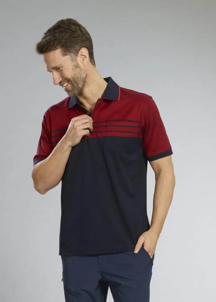Poloshirt geknöpft, Farbe marine/rot, Gr.M