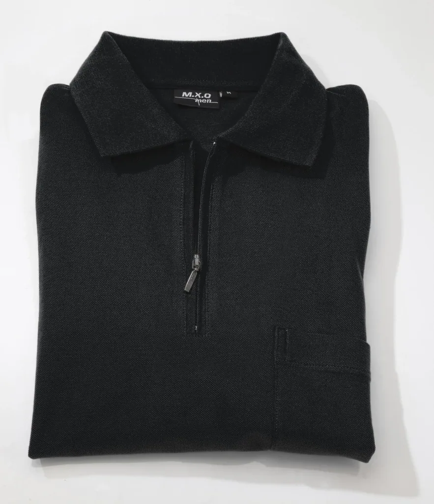 Poloshirt mit Reißverschluss, schwarz, Gr. L