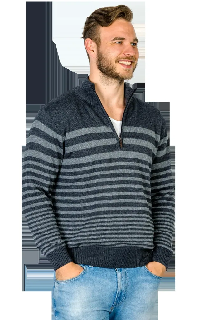 Pullover, Farbe grau mit Blockstreifen, Gr.2XL