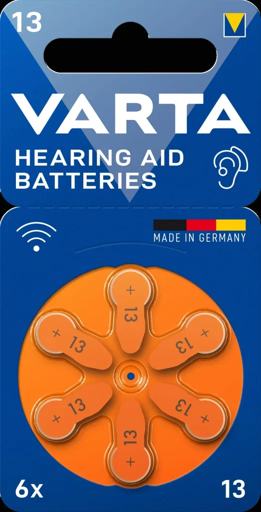 Batterien für Hörgeräte Zink-Luft 13 (PR48), 6er Set - ORANGE