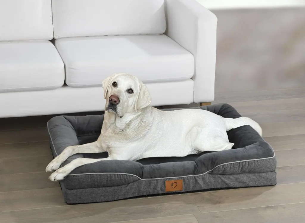 Orthopädisches Hundebett, Grau, Größe L, 100 x 70 x 16 cm
