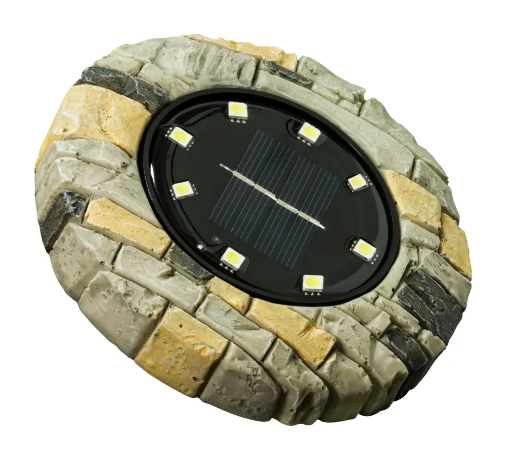 Solar-Bodenstrahler, Stein-Design, Beige, 2er-Set