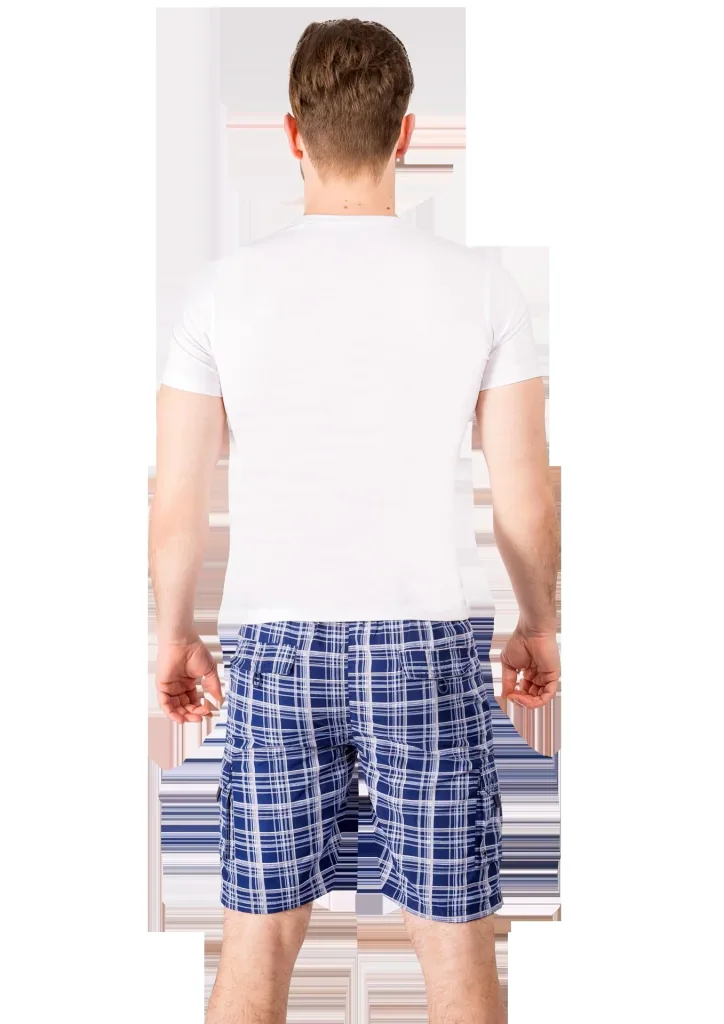 Short mit Cargotasche, Farbe marine/kariert, Gr.2XL
