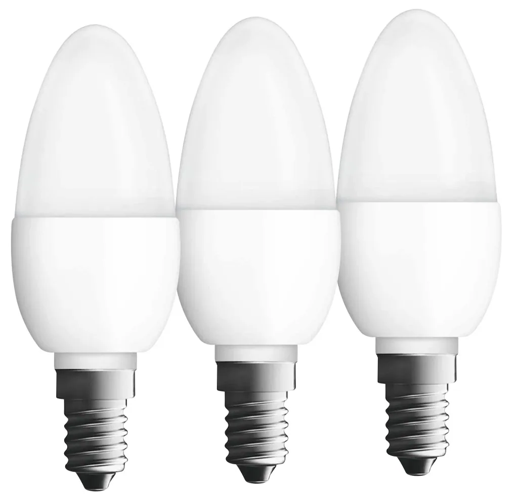 LED Classic Kerzenlampe mit 5,5 Watt, E14, matt, warmweiß - im 3er Set