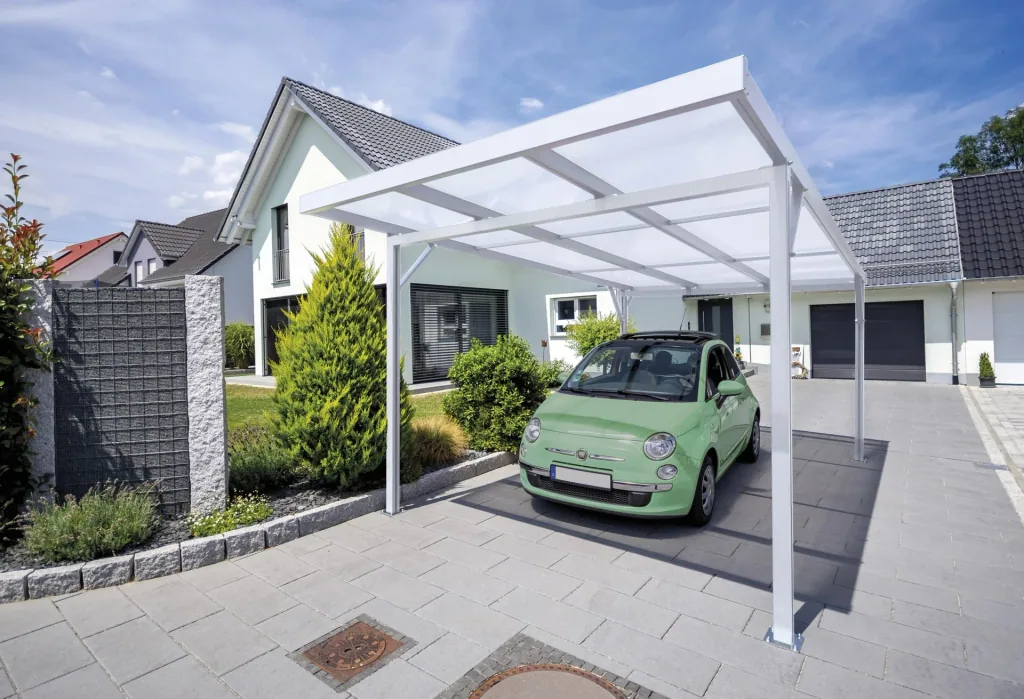 Carport Premium, weiß, 3094 x 5620 mm - Polycarbonat Stegplatten 16 mm, opal