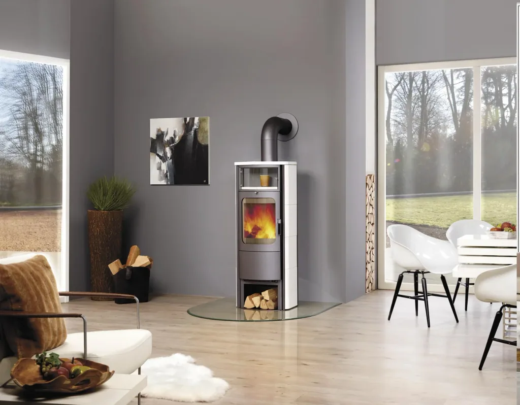 Kaminofen Opera-B Grande(7 kW) creme-weiss, Dauerbrand, Automatik