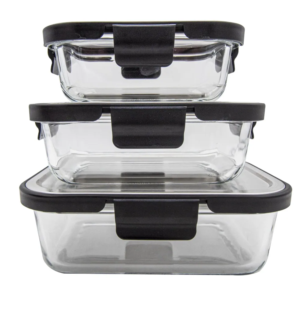 Glas Vorratsdosen Edelstahl-Klick 6-teilig, 370/620/1000 ml - Frischhaltedosen! Glasdosen!