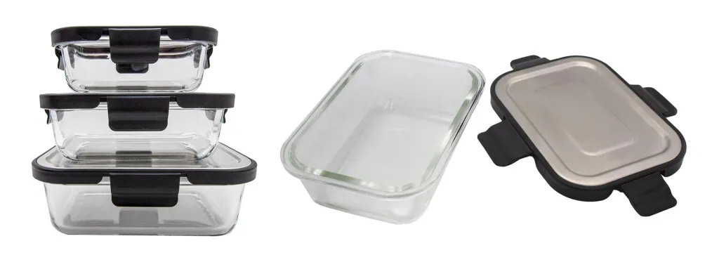 Glas Vorratsdosen Edelstahl-Klick 6-teilig, 370/620/1000 ml - Frischhaltedosen! Glasdosen!