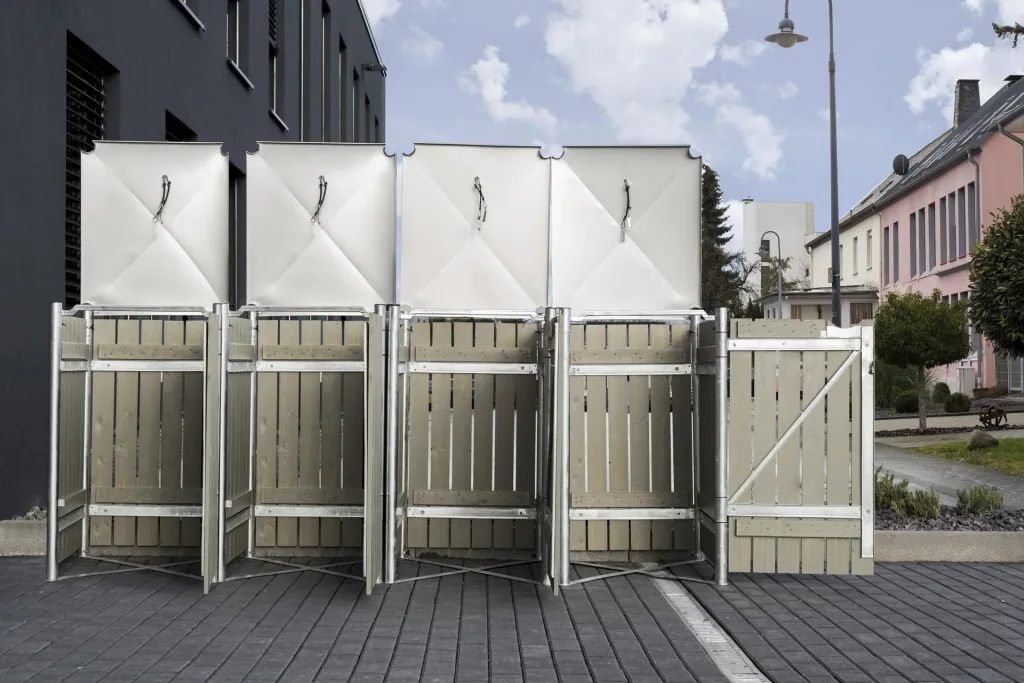 Mülltonnenbox 240 Liter, Naturgrau, 4-fach