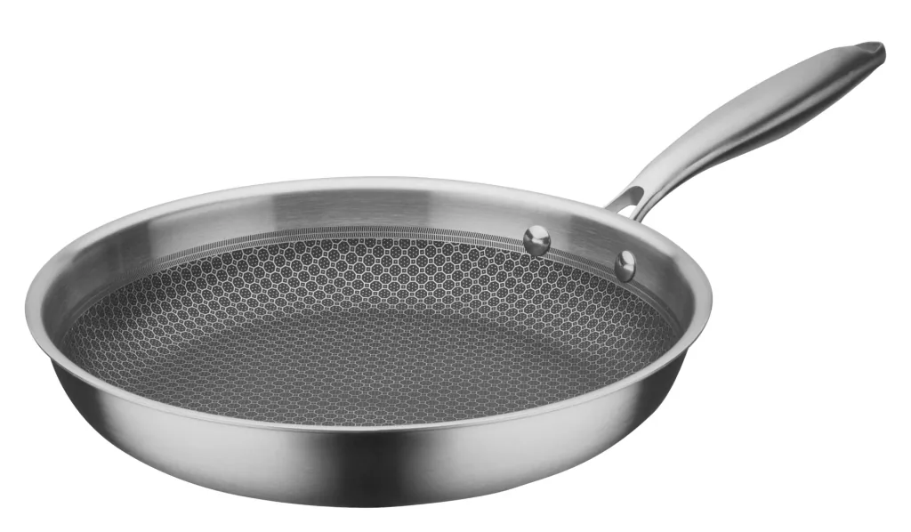 Bratpfanne 20 cm TriPly Edelstahl - kratzfeste Wabenstruktur! Ohne Anhaften!