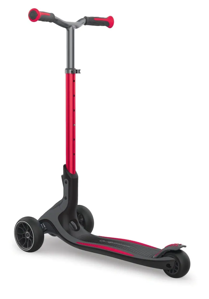 ULTIMUM   Tretroller Kinder Erwachsene, 125/90 mm extra breit, ABEC 7, 3-rädrig, höhenverstellbar, rot