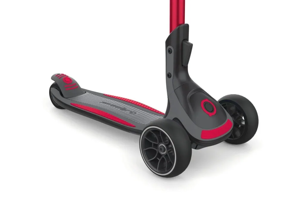 ULTIMUM   Tretroller Kinder Erwachsene, 125/90 mm extra breit, ABEC 7, 3-rädrig, höhenverstellbar, rot