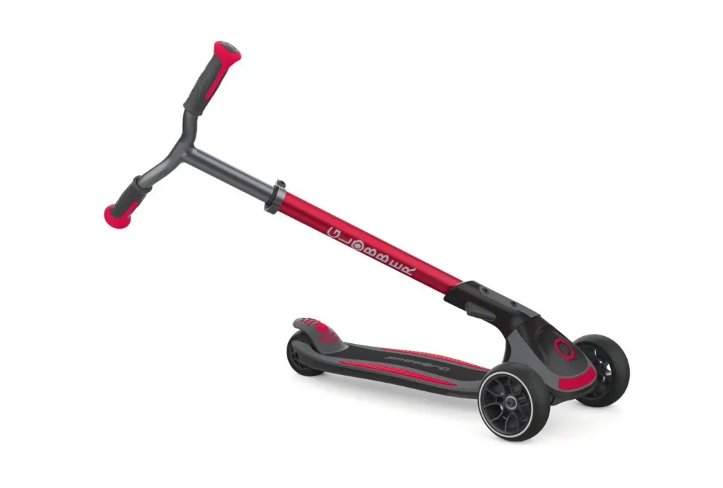 ULTIMUM   Tretroller Kinder Erwachsene, 125/90 mm extra breit, ABEC 7, 3-rädrig, höhenverstellbar, rot