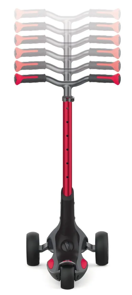 ULTIMUM   Tretroller Kinder Erwachsene, 125/90 mm extra breit, ABEC 7, 3-rädrig, höhenverstellbar, rot