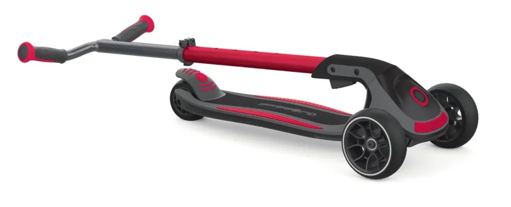 ULTIMUM   Tretroller Kinder Erwachsene, 125/90 mm extra breit, ABEC 7, 3-rädrig, höhenverstellbar, rot