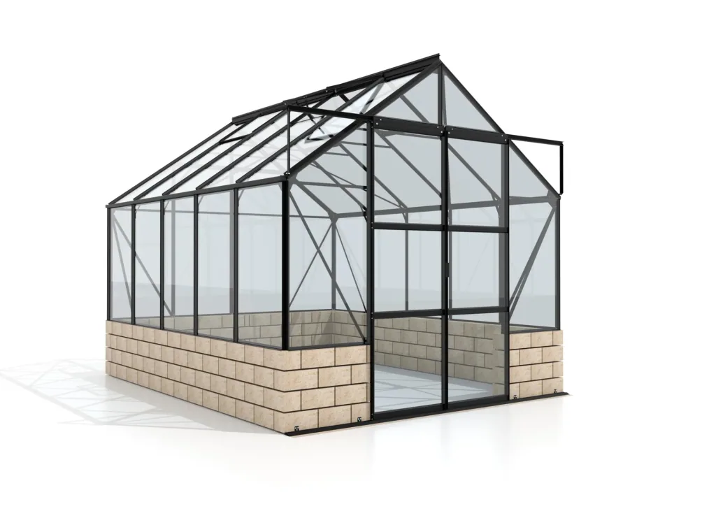 Gewächshaus Cassandra 8300 ESG 3 mm, schwarz, Sockel sand