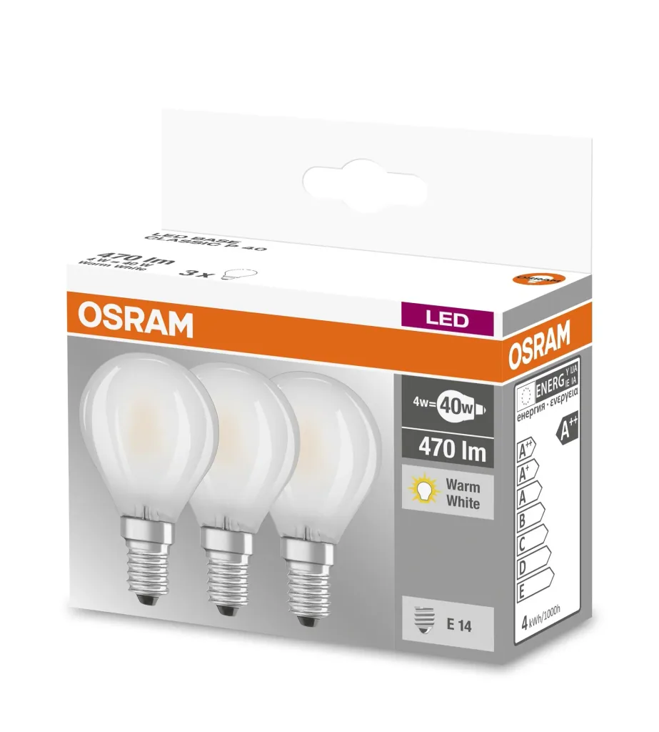 BASE RETRO LED Tropfenlampe mit 4 Watt, E14, warmweiß, matt - 3 Stück