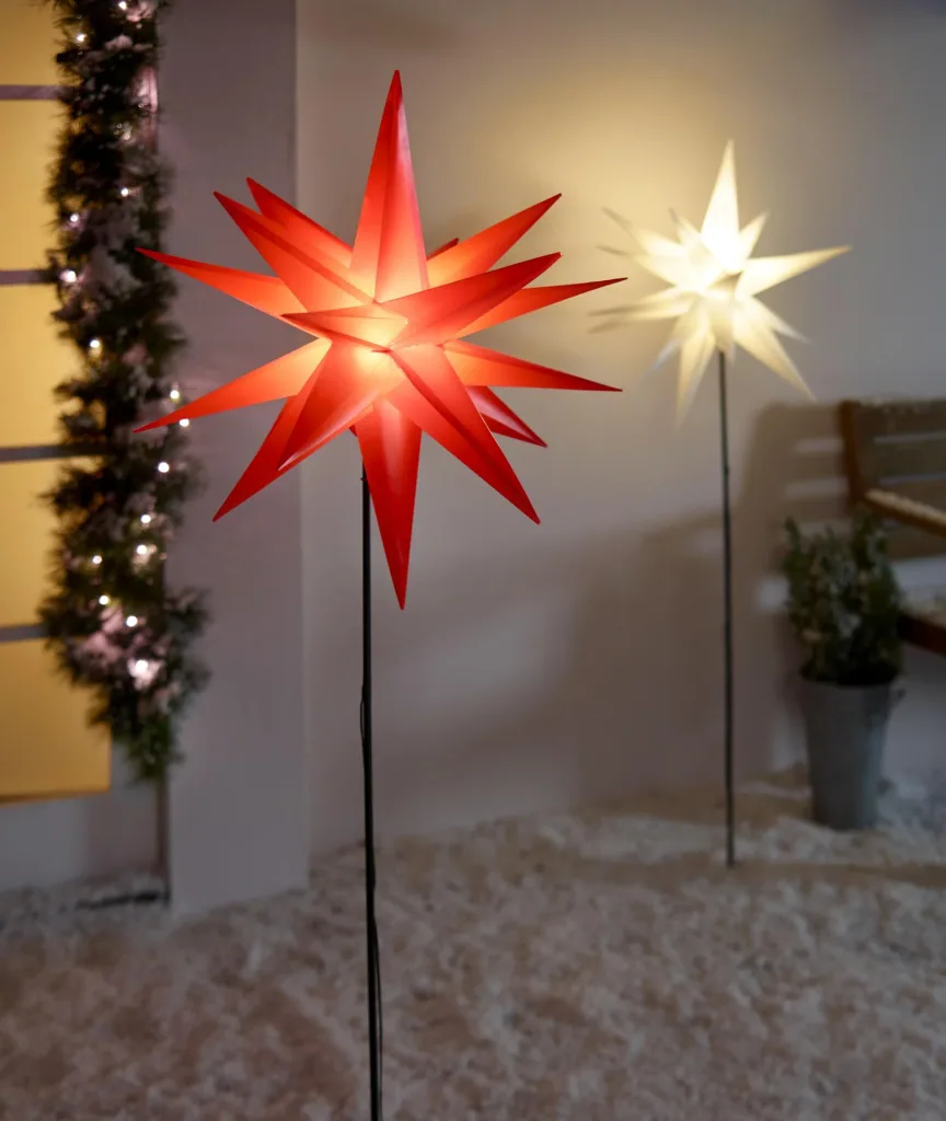 LED Kunststoffstern mit Stab 58 cm, rot