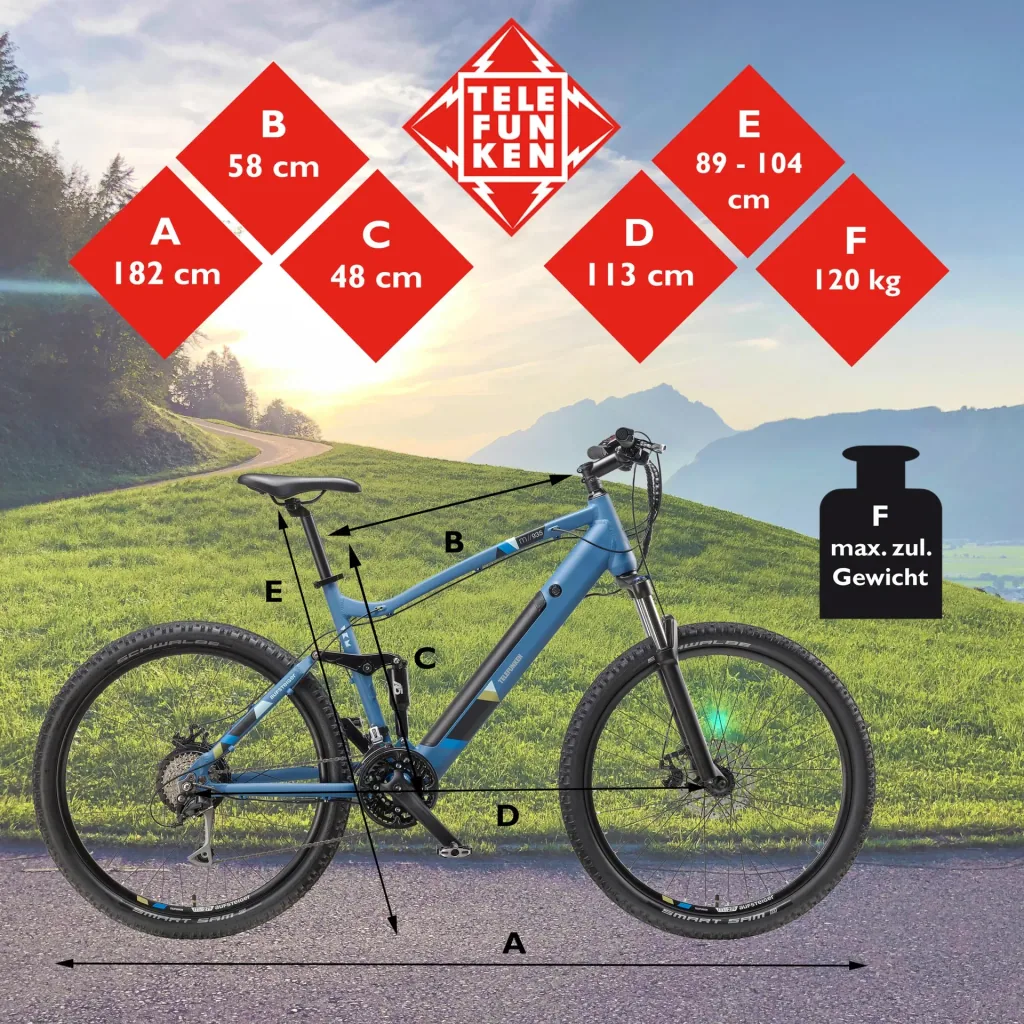 Unisex Alu MTB E-Bike, 27,5 Zoll, 24-Gang Kettenschaltung, blau, Aufsteiger M935 Fully