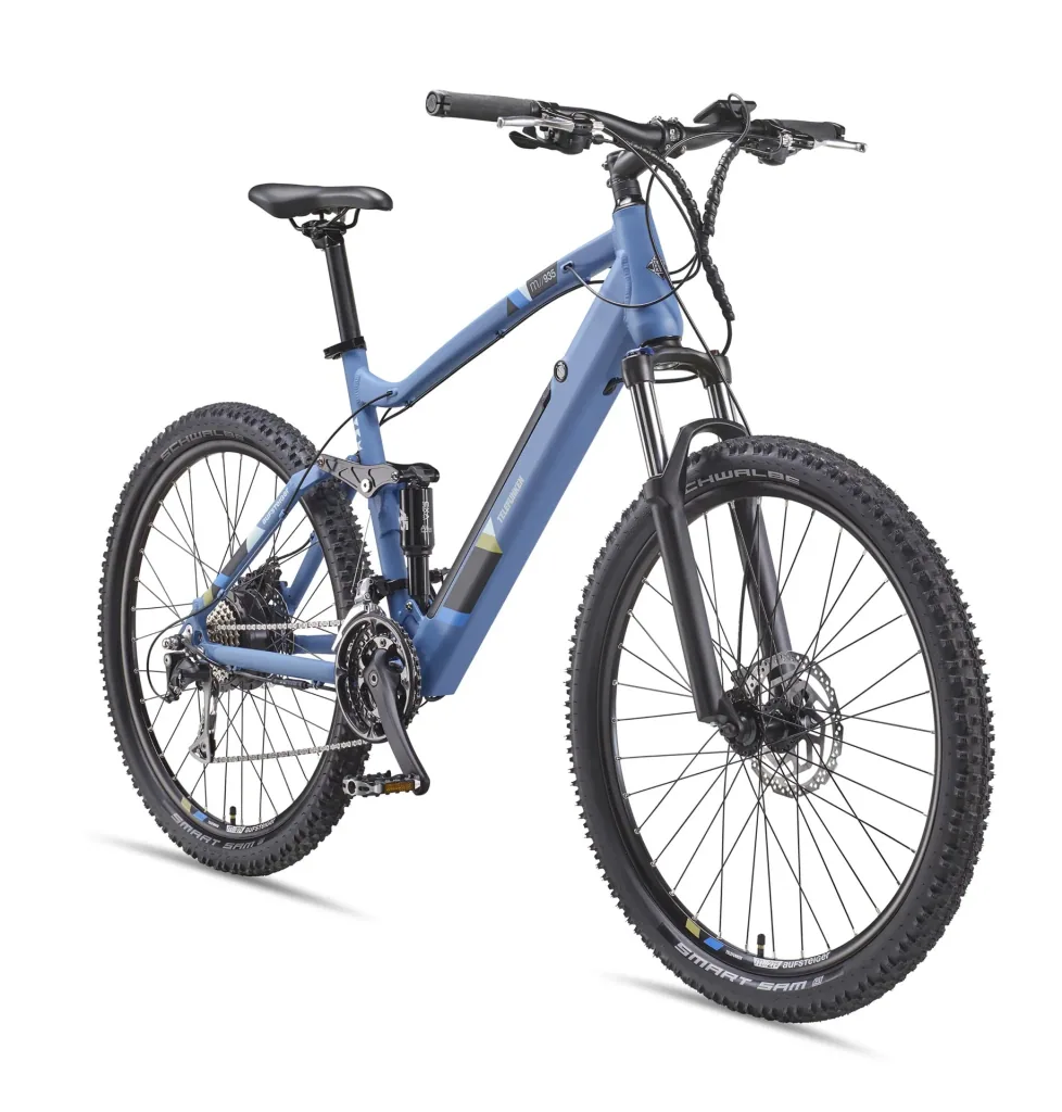 Unisex Alu MTB E-Bike, 27,5 Zoll, 24-Gang Kettenschaltung, blau, Aufsteiger M935 Fully