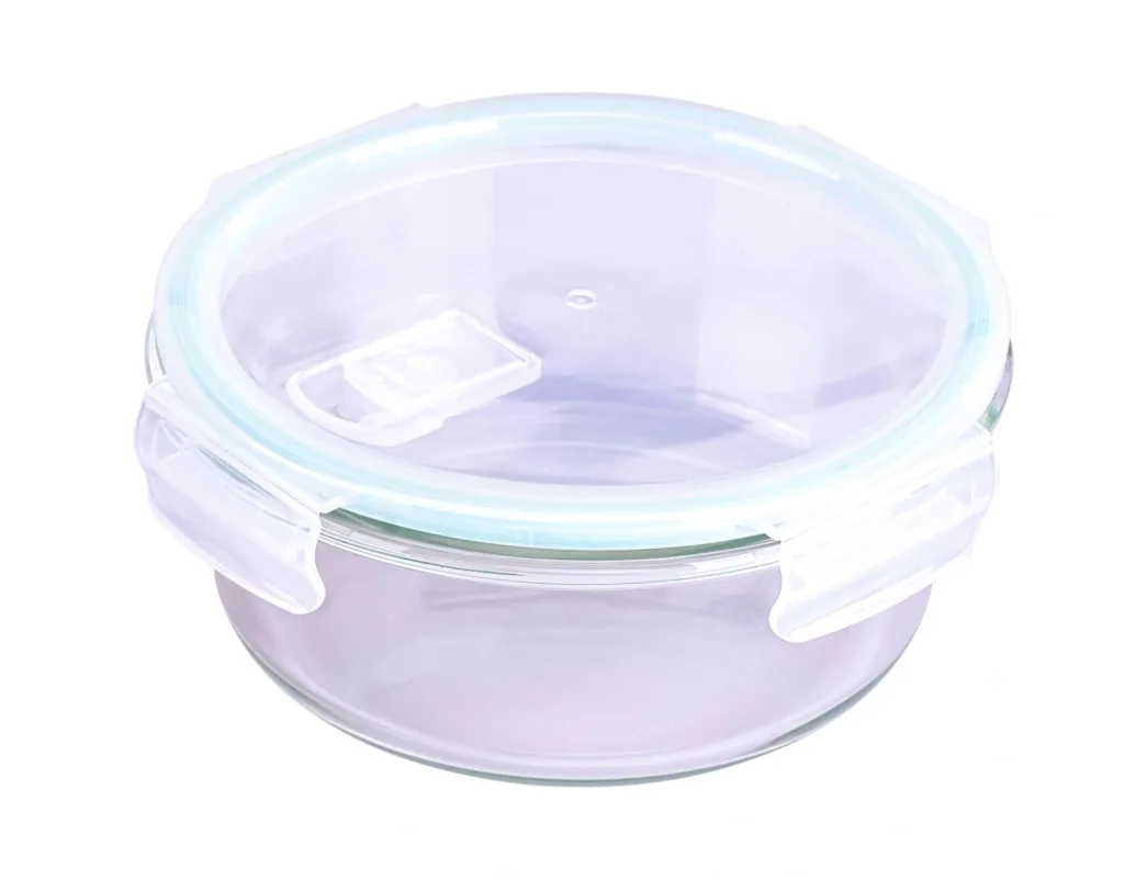 Glasfrischhaltedose mit Mikrowellendeckel rund 950 ml