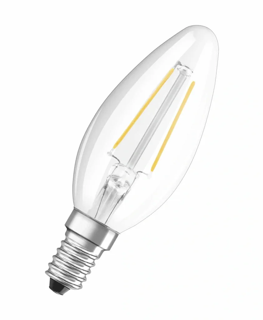 LED CLASSIC B25 Filament Lampe in Kerzenfom mit 2,5W E14, warmweiß, klar