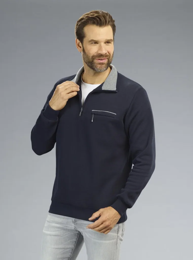Sweatshirt mit Reißverschluß, Farbe marine, Gr.M