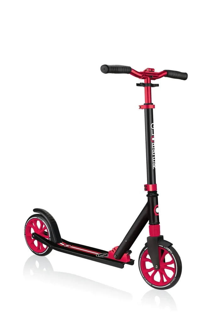 NL 205 Tretroller, 205 mm, ABEC 7, höhenverstellbar, Frontfederung, Klappmechanismus, schwarz-rot