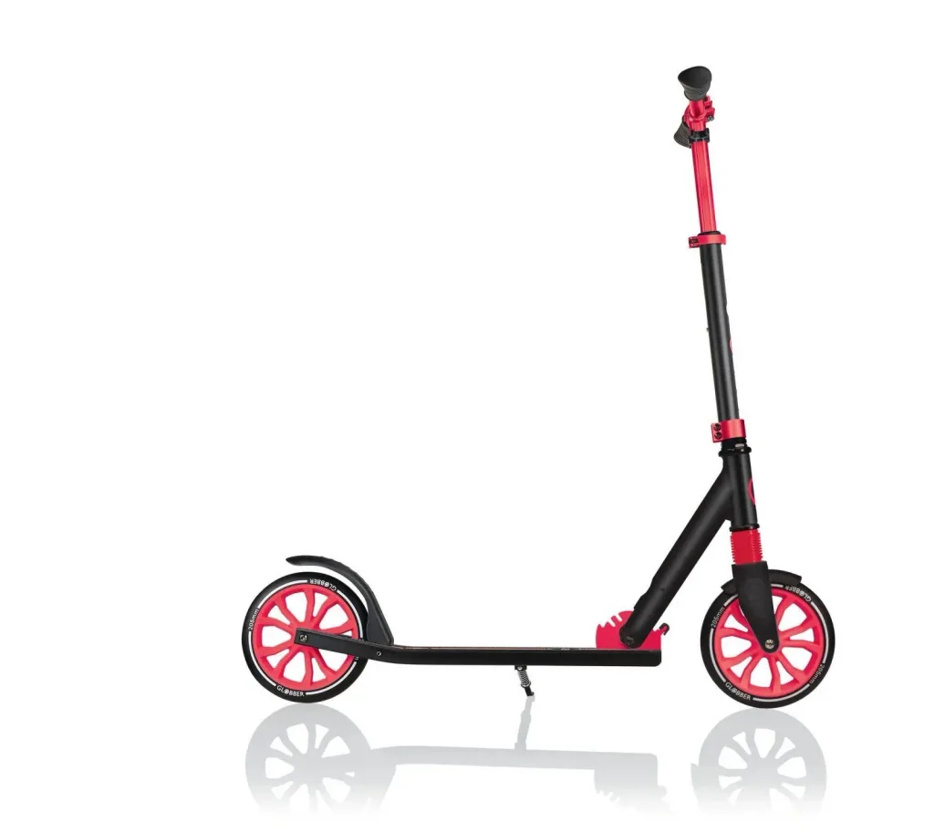 NL 205 Tretroller, 205 mm, ABEC 7, höhenverstellbar, Frontfederung, Klappmechanismus, schwarz-rot