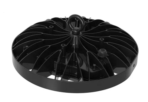 LED-HighBay in UFO-Form bietet 100 W, 9400 lm, 5000 K (neutralweiß) und IP65 Schutz.