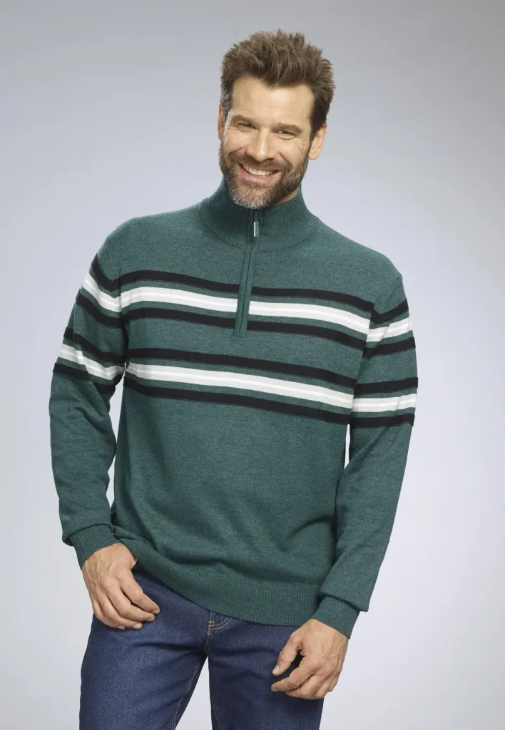 Pullover mit Streifen, Farbe grün, Gr.M