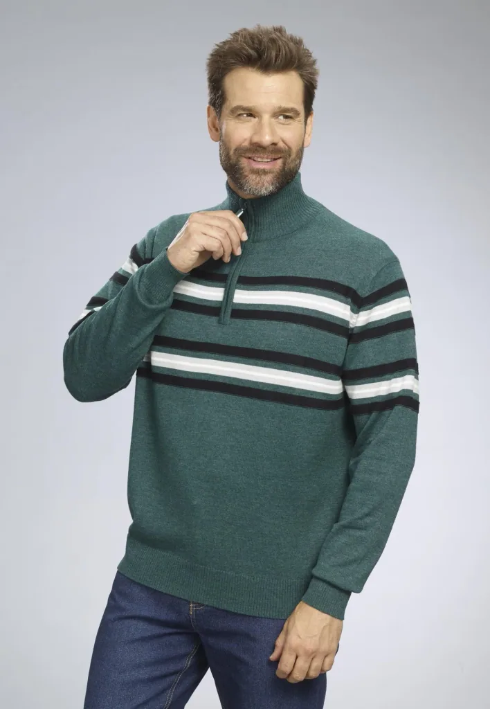 Pullover mit Streifen, Farbe grün, Gr.M