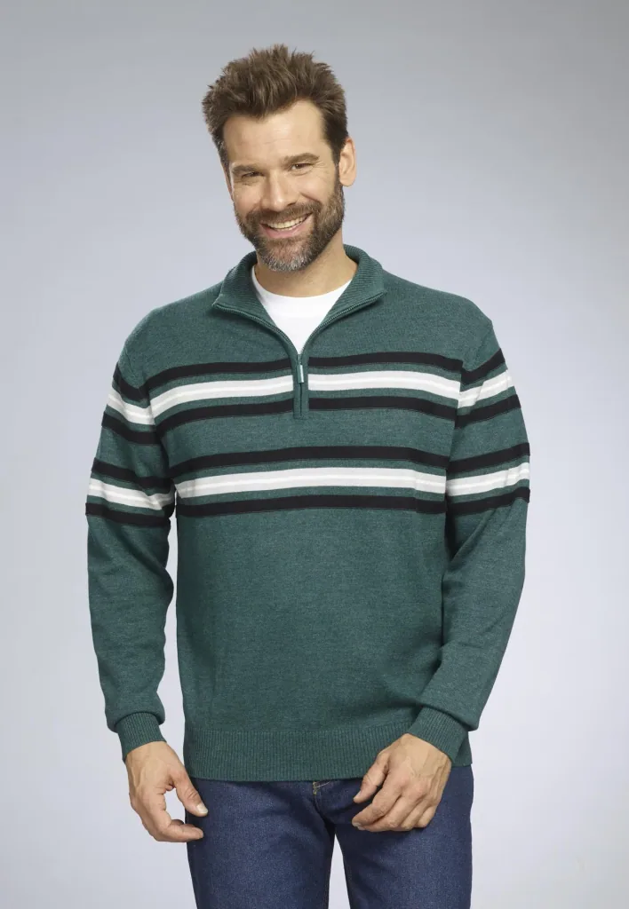 Pullover mit Streifen, Farbe grün, Gr.M