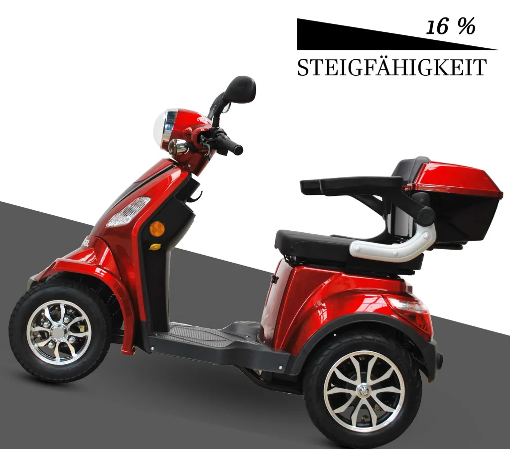 E-Scooter 4 Räder rot - 20 Ah Li-Io Akku - 25 km/h - Seniorenmobil