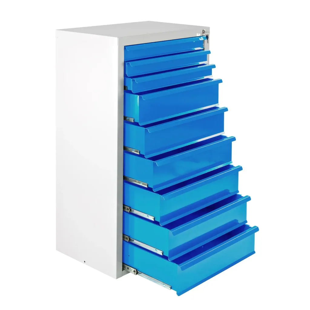 Schubladenschrank / Werkzeugschrank mammut, 9 Schubladen, RAL 7035 / 5012