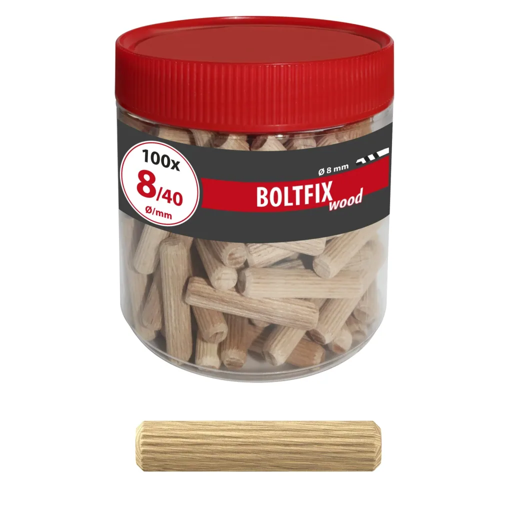 Holzdübel Boltfix wood 8x40 mm, Riffeldübel aus massiver Buche