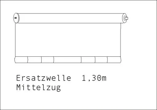 Ersatzvorhang Mittelzug "Tropfen weiß, 130 cm, inkl. Welle