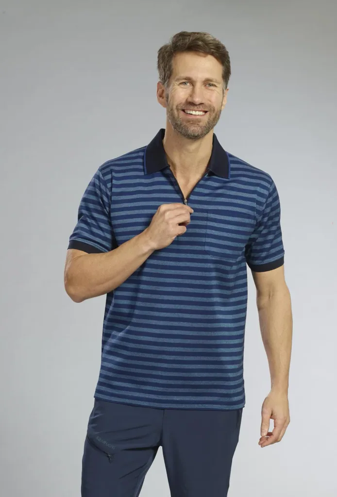 Poloshirt, Farbe marine gestreift, Gr.M
