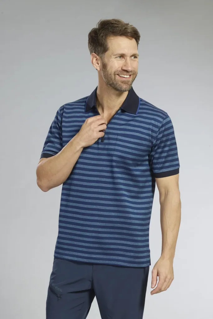 Poloshirt, Farbe marine gestreift, Gr.M
