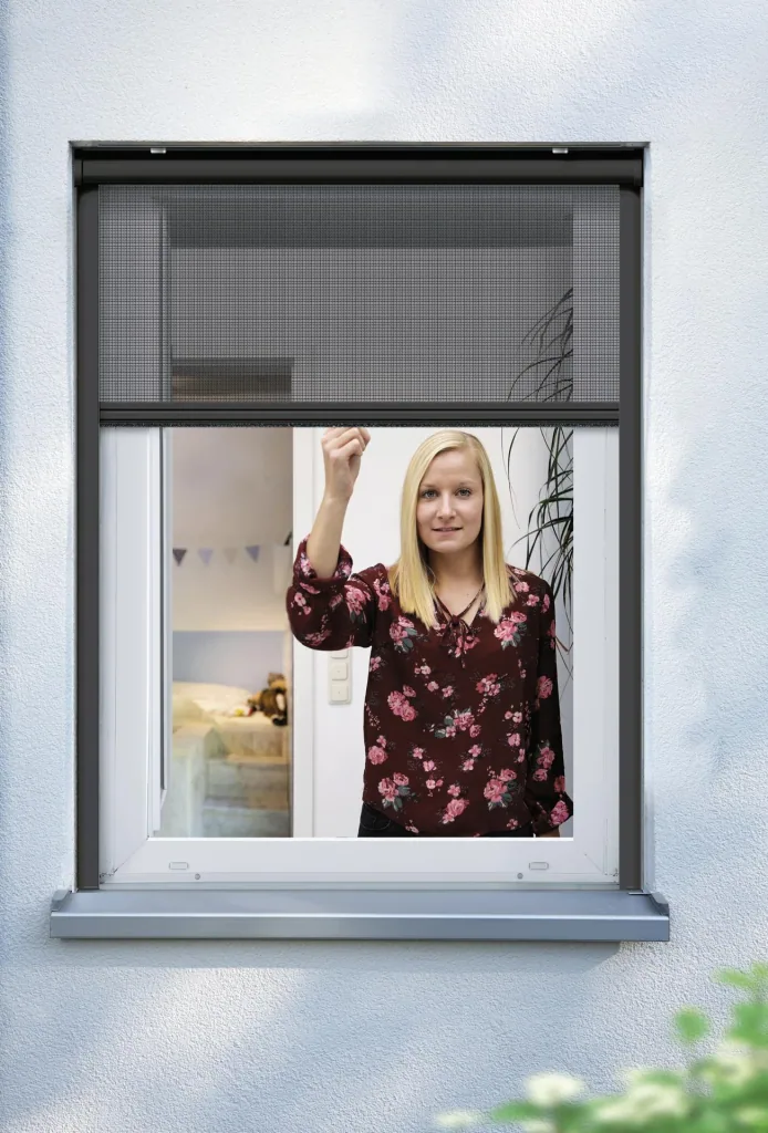 Insektenschutzrollo für Fenster, Farbe anthrazit, 100 x 160 cm