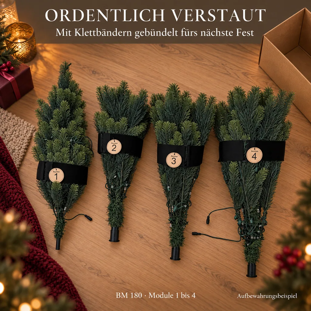 Weihnachtsbaum mit Lichterkette, 222 LEDs, H 180, inkl. Standfuß