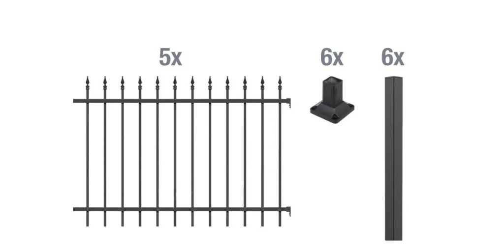 Zaunkomplettset Chaussee zum Aufschrauben, matt-schwarz, Höhe 120,0 cm, Länge 10 m